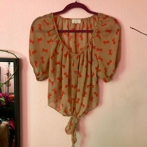 Sheer Half Sleeve Blouse